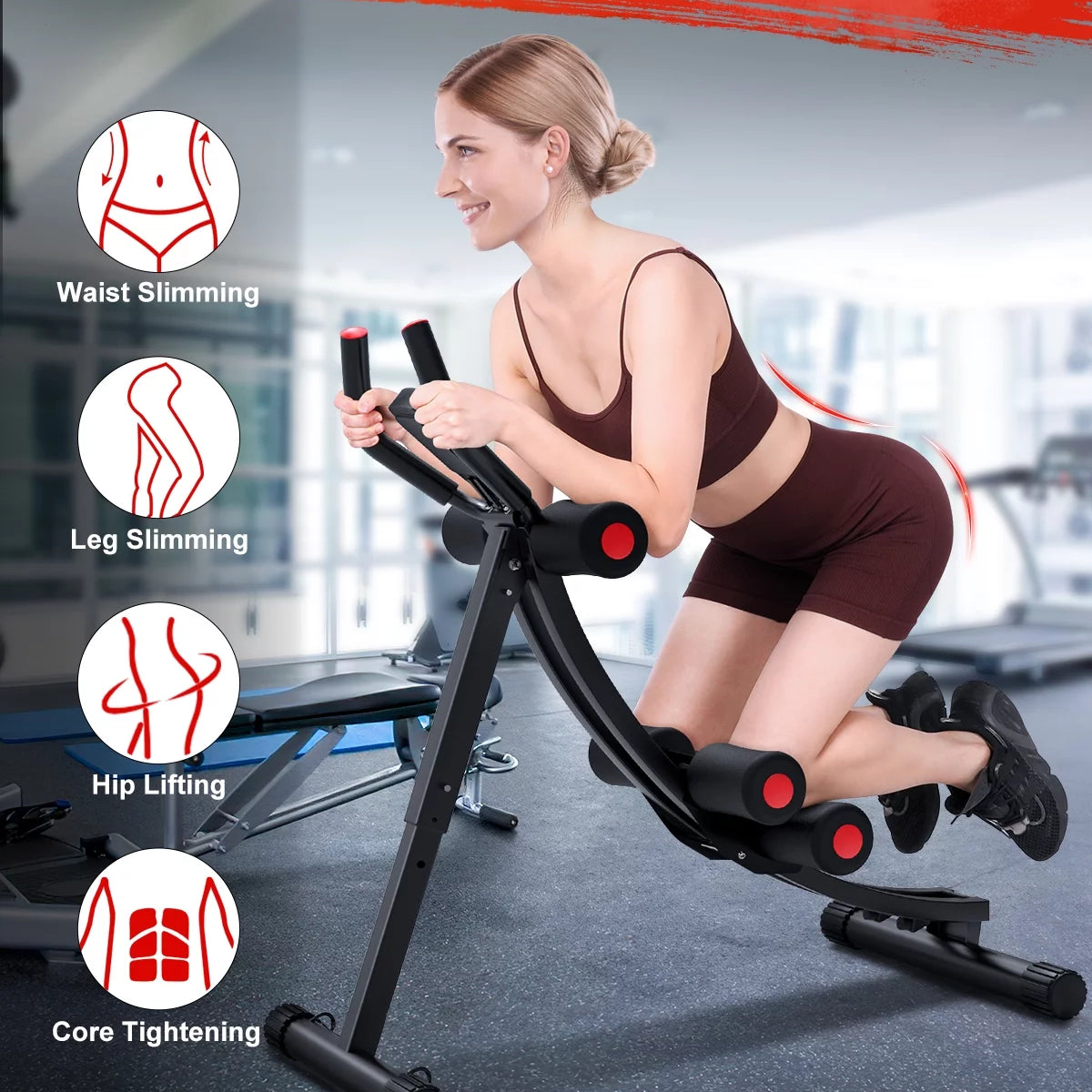 Foldable Ab Machine, Ab Workout Equipment for Home Gym,Core & Abdominal Trainer Fitness Equipment Max 440Lbs with LCD Display