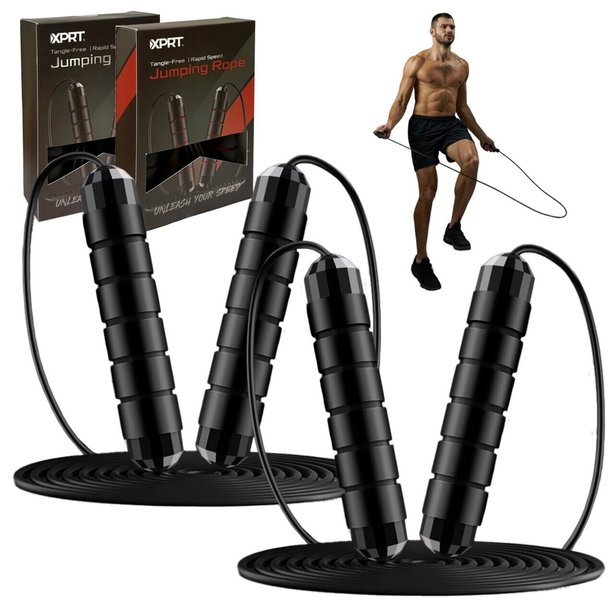 XPRT Fitness Pro Jump Rope - Tangle-Free with Ball Bearings, Adjustable 13Ft